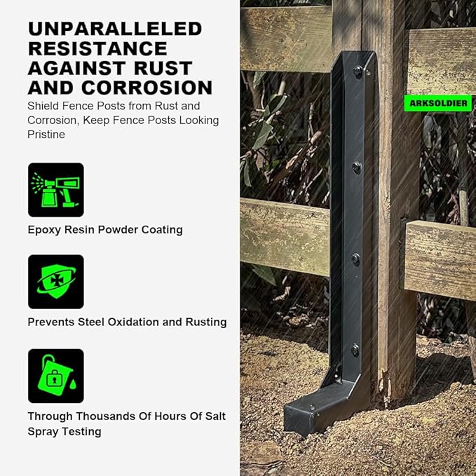 Fence Post Repair Kit - Thickened 11-Gauge Steel Anchor & Stakes to Fix Broken/Leaning 4x4/6x6 Wood Post Support (Heavier at 5.47 lbs, 1-Pack)