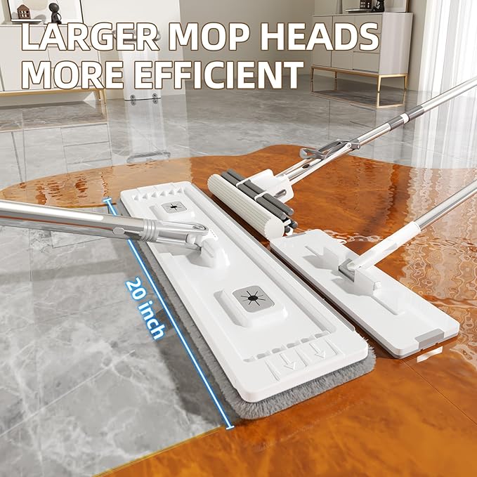Plastic Mop and Bucket Set: Mop with Wringer for Vinyl Plank Floors Wall Mop Cleaner with Long Handle for Bathroom Walls for Women