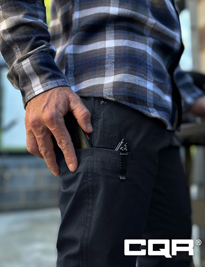 CQR Men's Vent Stretch Pants, Quick Dry Lightweight Casual Cargo Pants, Water Resistant Straight-Fit Utility Work Pants