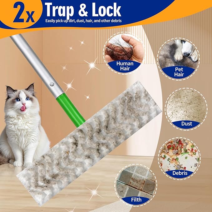 40 Count XL Pet Dry Sweeping Cloth Refills for Swiffer Sweeper XL Mop, Unscented Heavy Duty Dry Pads Refills for Multi-Surface Floor Cleaning