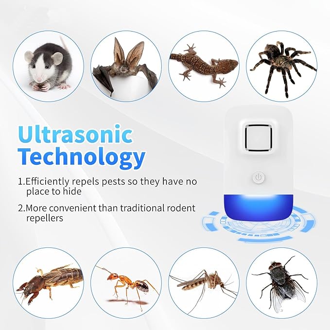 Ultrasonic Pest Control Repeller Plug in, Electronic Rodent Repellent for Indoor Home, Mosquito Repellent, Cockroach Killer, Spider Repellent (1 Pack-2)