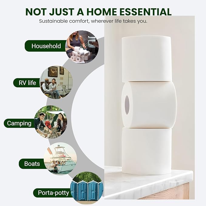 100% Unbleached Bamboo Toilet Paper – Eco Friendly & Sustainable - 12 Family Sized Large Rolls, Ultra Soft, Durable, Septic Safe – Super Strong 3 Ply Biodegradable Bathroom Tissue