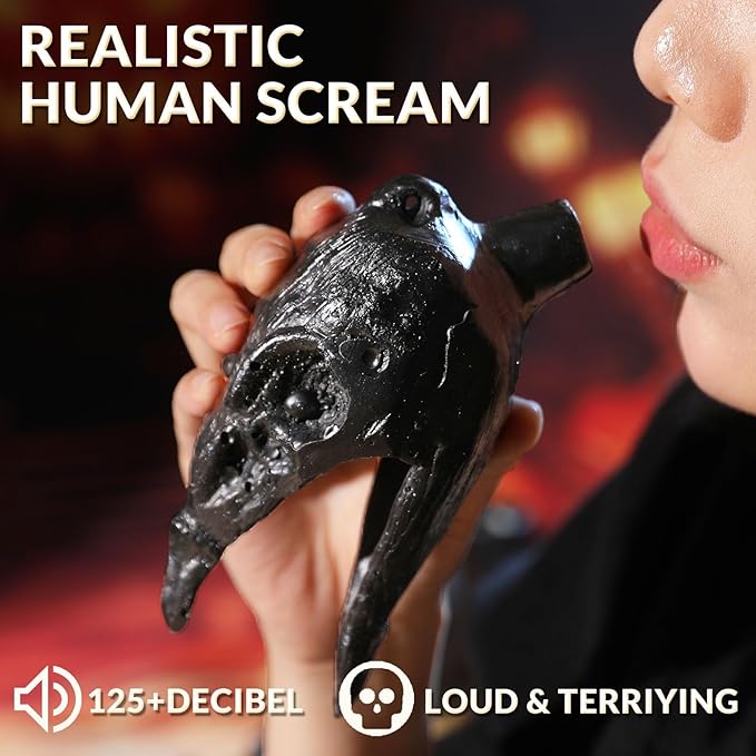 Aztec Crow Death Whistle - Loud Human-Like Scream - Ghost Scream Whistle for Halloween, Pranks, Decor, Self Defense - Wilderness Survival Whistle - Black