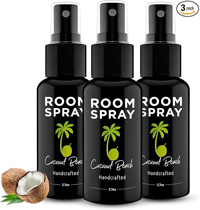 605Products Room & Air Freshener Spray - Long Lasting Odor Eliminator with Essential Oils, Home Fragrance Supplies - Coconut Beach (3-Pack)