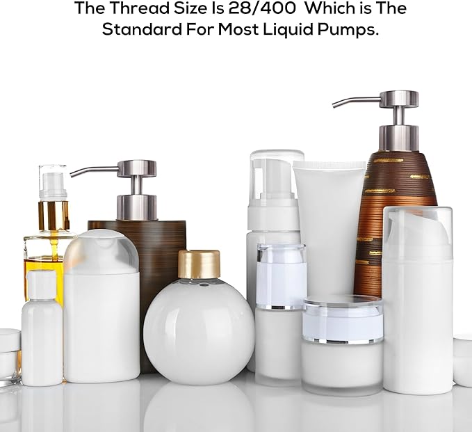 Elegant Flat Top Stainless Steel Soap and Lotion Dispenser Pumps (Brushed Nickel, 4 Pack)