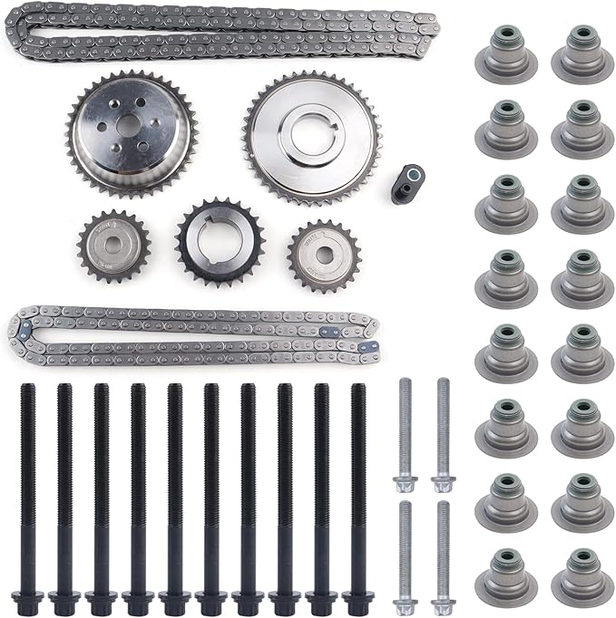 Engine Timing Chain Kit w/Head Gasket Set with Water Pump VCT Selenoid Actuator Gear for 2009-2017 Chevy Equinox Malibu Buick Lacrosse Regal Verano GMC Terrain 2.4L 2.2L 94201S HS26517PT 90537632