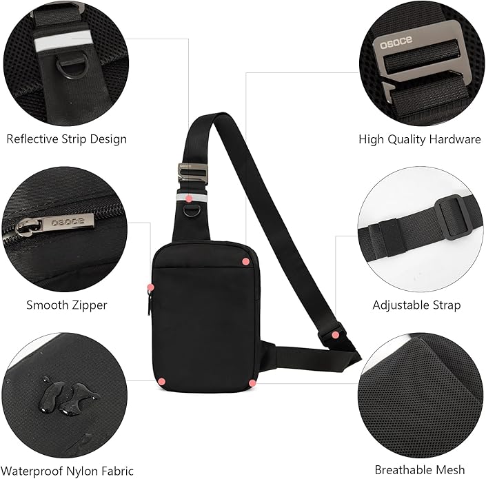 Small Sling Bag for Men and Women with RFID Pocket, Anti Theft Crossbody Chest Bag Casual Travel Bag for Hiking