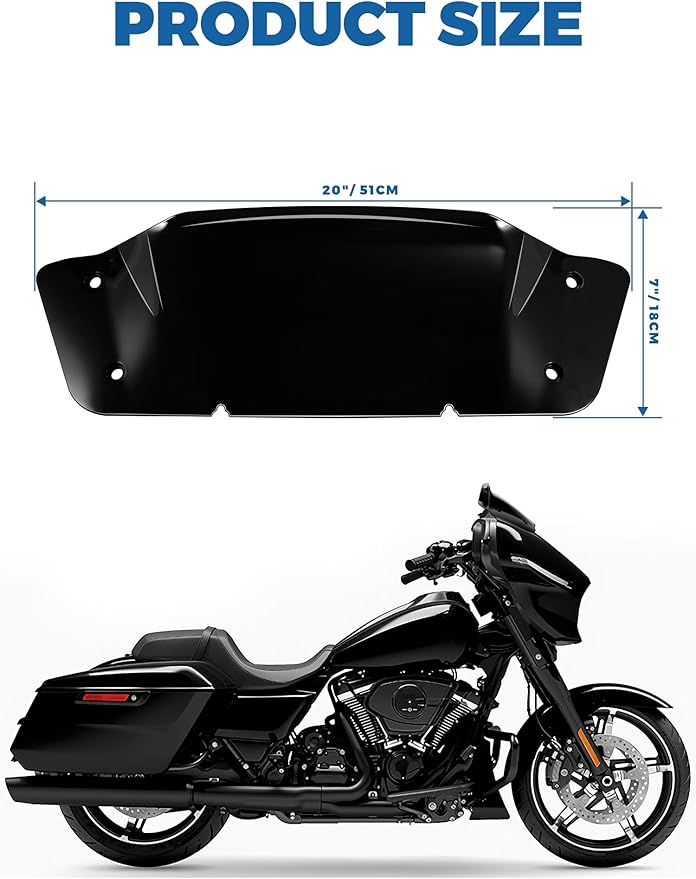 5" Windshield Black Windscreen Compatible for Harley Davidson CVO Street Glide FLHXSE 2023-Up, Street Glide FLHX 2024-Later (Vertical 5", Horizontal 7")
