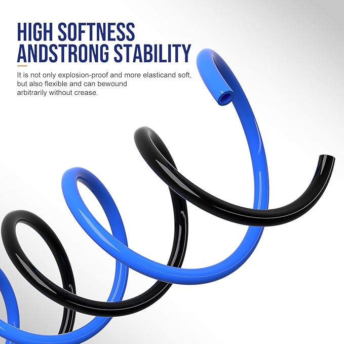 1/4 Dot Air line,1/4 inch OD Air Hose Kit,Airline Tubing Repair Kit Compressor Tube with Push to Connectors Fittings (Black-32.8FT/10M)