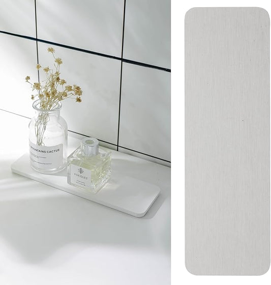 Set of 2 Water Absorbent Stone Trays, Kitchen/Bathroom Soap Dish, Instant Dry Sink Organizers Used for Hand Soap & Plants & Toiletries in The Modern Home