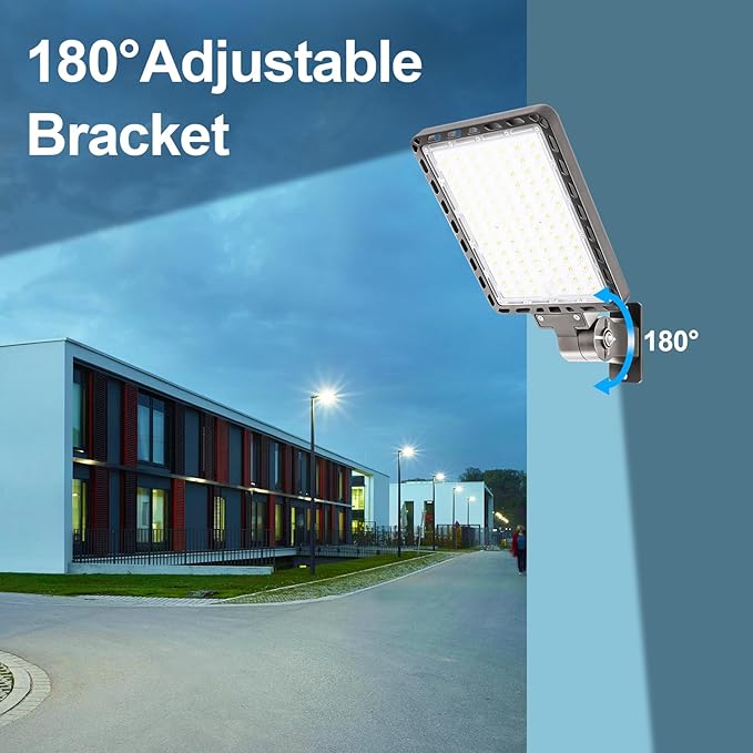 ledmo 240w LED Parking Lot Light Outdoor Dusk to Dawn Parking Lot Lighting with Adjustable Arm Mount 37000lm IP65 LED Street Commercial Area Lights for Yard Sport Barn Shop 5000K
