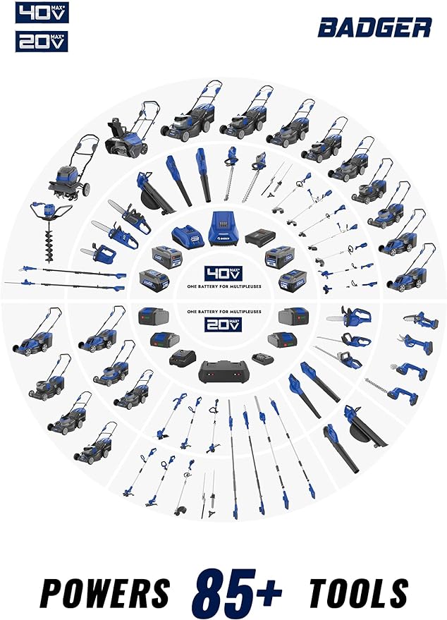 WILD BADGER POWER 40V Weed Wacker & Leaf Blower, Wheeled Edger Kit Electric with 2Ah Battery & Charger, String Trimmer, Lightweight, Adjustable Telescopic Shaft, Easy to Use and Convert