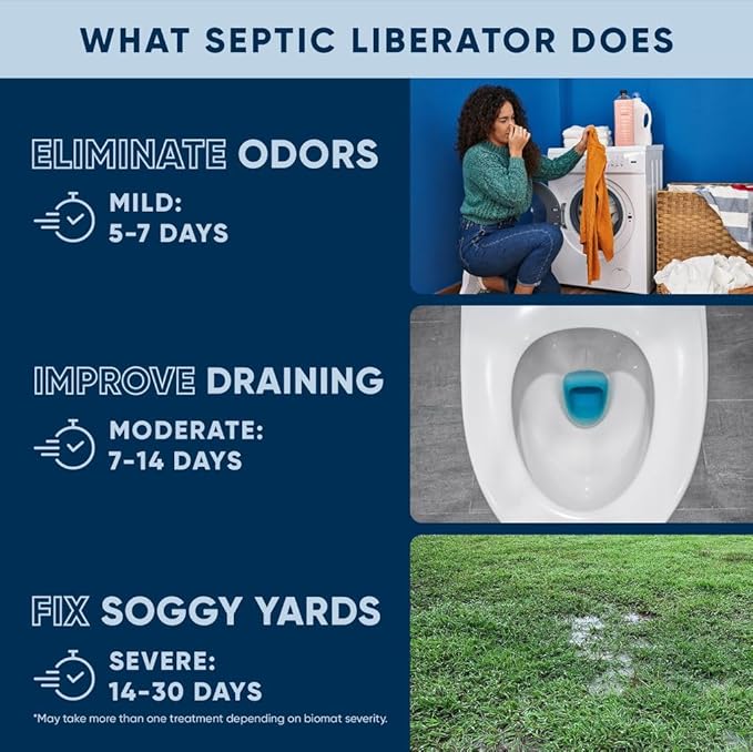 EcoStrong Septic Tank Shock Treatment | Bio Enzyme Septic Safe |Clears Leach & Drain Fields, Dissolves Organic Solids, Grease, Hair - Drain Deodorizer | Contains 3 Dissolvable Packs
