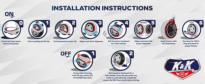 KNK Boutique Automotive Snow Socks for Tires - Eco Series for Efficient Grip Alternative for Tire Snow Chain - Snow Traction Device for Passenger Cars Trucks Winter Emergency Accessory (XX-Large)