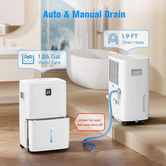2025 Energy Star Dehumidifier 80 Pints for up to 5000 Sq.Ft, Basement & Large Room Moisture Removal with Drain Hose & 3 Modes, for Home, Bedroom, Bathroom, Garage