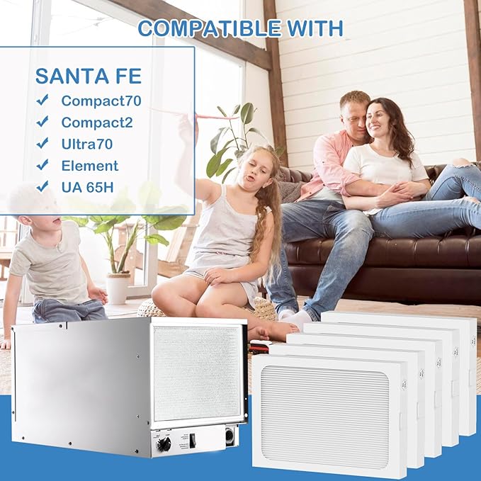 9 x 11 x 1 MERV 13 Replacement Dehumidifier Filter Compatible with Santa Fe Compact70, Ultra70, Element, Compact2, UA 65H dehumidifier Models, 5 Pack