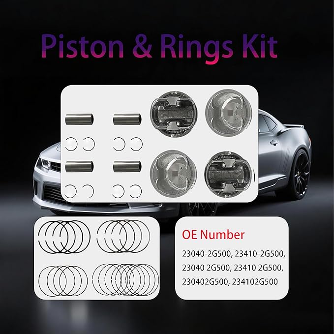 G4KJ 2.4 Engine Rebuild overhaul Kit w/Crankshaft Con-Rods Bearings Set Head Gasket Set Fit for Hyundai Sonata Santa Fe Sport Tucson Kia Sporta 2.4L 2011-2020 OE# 23111-2G200 20910-2GU03