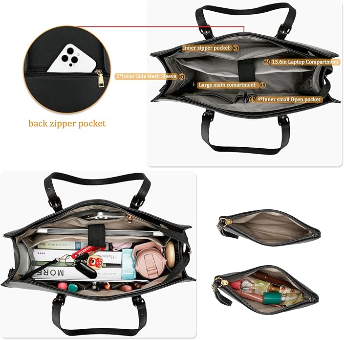 KKXIU Lunch Tote Bag for Women 15.6 Inch Laptop Briefcase Professional Work Purse with Insulated Lunch Compartment Handbags