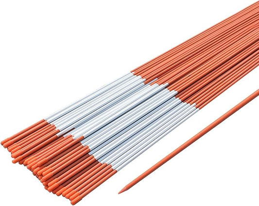 Snow Stakes Driveway Markers Snow Plow Stakes Garden Stakes Fiberglass Orange with Reflective Tape Suit for Snow Plowing Driveway, Parking Lots, Outdoors (50, 48" x 1/4")