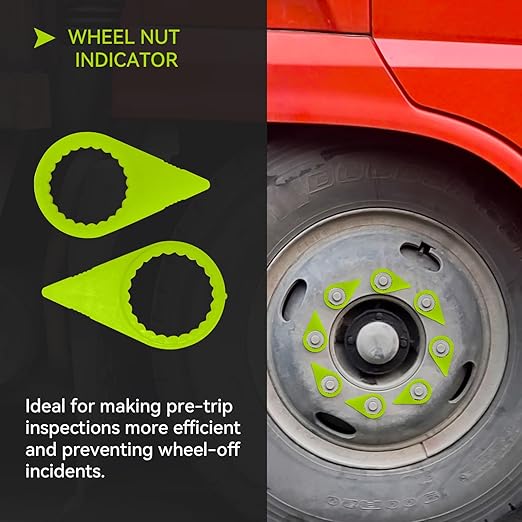 Loose Wheel Nut Indicators 100 Pcs - 33mm Green Visual Warning Arrows Essential for Truck, Trailer, Bus, Tractor Fleet Safety & Agricultural Industrial Vehicles