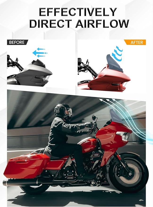 10" Wave Windshield Windscreen Wind Splitter Compatible with Harley Davidson Touring CVO Road Glide FLTRXSE 2023-up,CVO Road Glide ST FLTRXSTSE 2024-up,Road Glide FLTRX 2024-up (Tint)