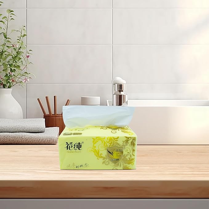 8 Packs Disposable Soft Facial Tissue, Napkin, Toilet Paper -Bag Cover NOT Box, Native Wood Pulp Fiber Material NOT COTTON, White Facial Paper Tissue, 4-Ply, 420 Sheets per Pack