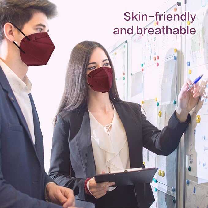 Miuphro KN95 Face Mask, 5-Layer Design Cup Dust Safety KN95 Masks 25 Pack, Red