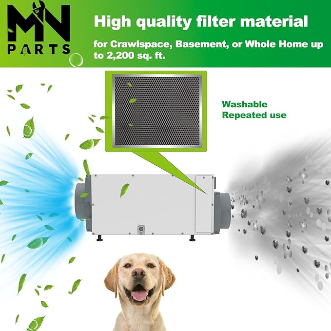 5443 Dehumidifier Filter 10"x12"x1" MERV 8 Washable Compatible with Whole-House Dehumidifiers Models 1830 1850 1852 and Ventilation Models 8191 8192 Replacement Filter 2 Packs