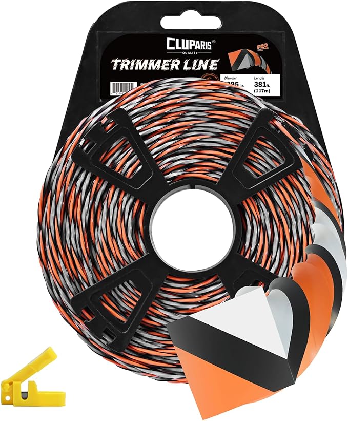 Cluparis 381-Feet Super Heavy Duty Trimmer Line .095-Inch-by-1-Pound Twist Pro Trimmer Line Bulk 3-Component Tri-Extrusion Weed Eater String with Super Line Cutter