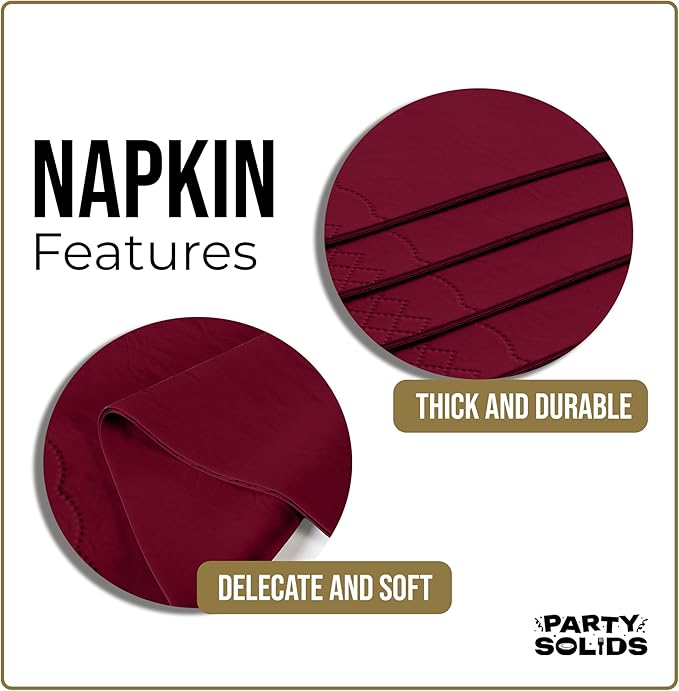 Burgundy Dinner Napkins Disposable 8" x 4" Folded - 40 Pcs 2 Ply Burgundy Napkins Disposable Paper Guest Towels for Bathrooms, Dinners, Everyday Parties & Party Supplies