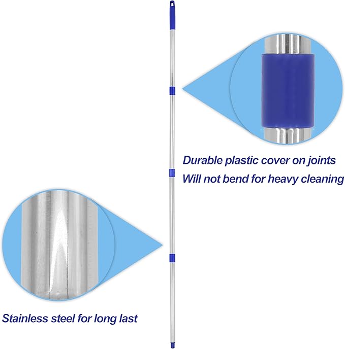 4-Section 1.3 ft. to 5.2 ft. Stainless Steel Pole Mop Replacement Handle Standard American Threading Compatible with All Cleaning Head with 3/4 Inch American Threading System
