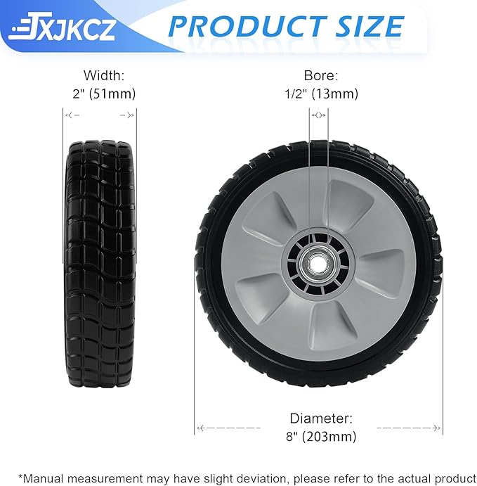 Lawn Mower Rear Drive Wheels Replaces 42710-VE2-M02ZE 42710-VG3-B00-8" Wheel Assebmly Compatible with H onda HRT216 HRR216 HRS216 Walk behind Lawn Mower，2 Pack