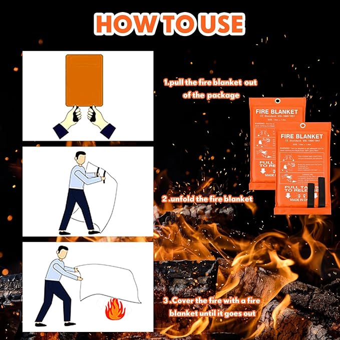 Macarrie 20 Pack 39” x 39” Fire Blanket Emergency for Home and Kitchen Safety Suppression Blanket Fiberglass Fireproof Survival for Fireplace Car Office Camping (Orange)
