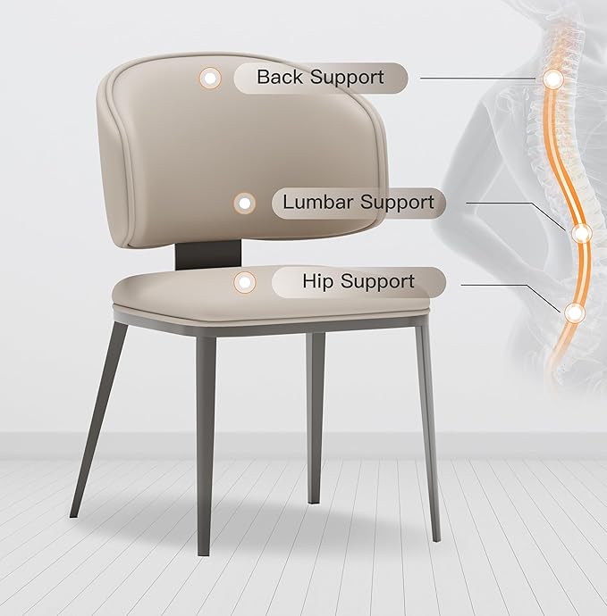 Dining Chairs Set of 4 Modern High Backrest Comfortable, Fashion Upholstered Kitchen Room Chair Armless Dinner Room Chair with Metal Legs for Living Room （Light Grey of 4）