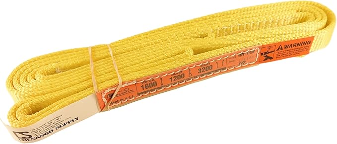 DD Sling. Multiple Lengths! (100% Made in USA) 1" Width, 1 Ply, Nylon Lifting Slings, Eye & Eye, Heavy Duty (900 Webbing), 1,600 lbs Vertical, 1,200 Choker, 3,200 Basket (1"x10')