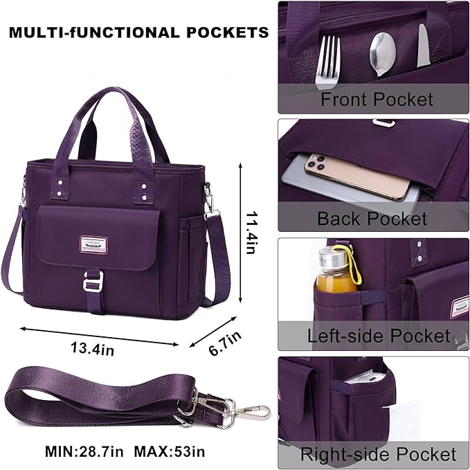 Weitars Lunch Bag for Women Work,Insulated Lunch Box Extra Large Lunch Tote Bag,Wide-Open Tote Cooler Bag With Removable Shoulder Strap with Side Pocket,Lunchbag For Picnic Hiking Beach
