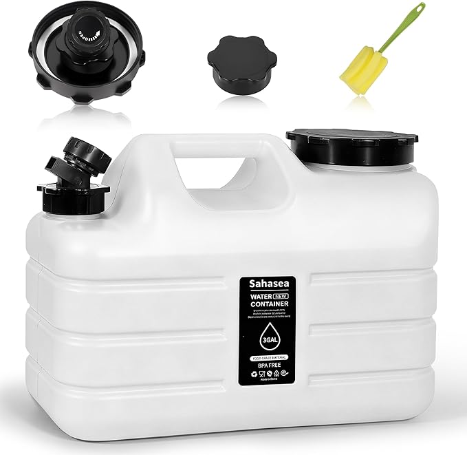 3 Gallon Water Jug, Portable Camping Water Jug BPA Free, Leak-Proof Water Storage Containers for Camping, Emergency Water Storage for Outdoor Hiking Picnic, White