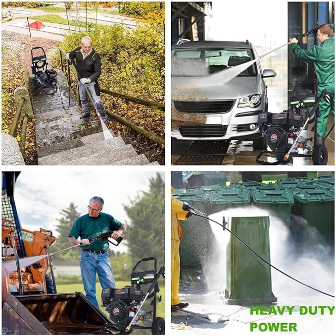 4200PSI Gas Pressure Washer, 2.8GPM Commercial Power Washer Gas Powered, 212cc 7.0 HP Engine, Includes 0.7L Soap Tank,5 QC Nozzles,25’ Hose,Car Wash Machine/Car/Driveway, EPA/CARB/ETLCompliant (Black)