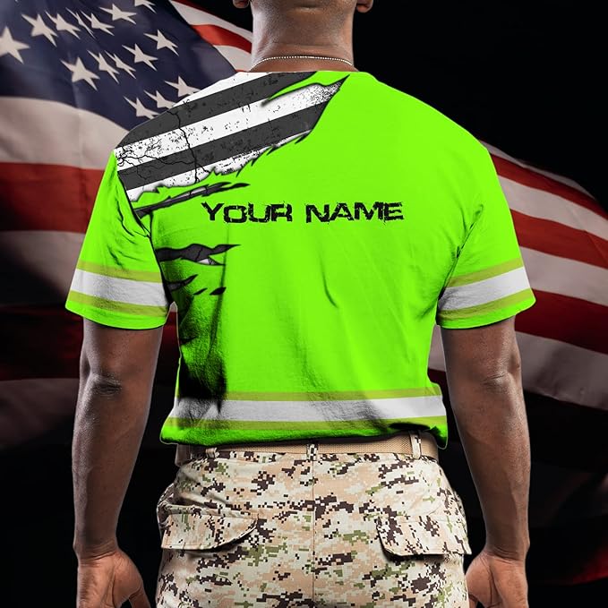 Color US Flag High Visibility Hoodie for Men Women Reflective Tapes Safety Workwear for Worker Runner Patriotic