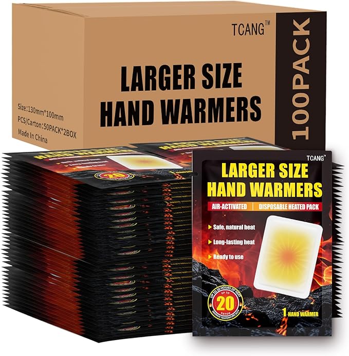 Hand Warmers Disposable - Up to 20 Hours of Heat - 50/100 Pack Super Long Lasting Air Activated Warmers, All Natural & Portable for Body, Hands & Toes - Odorless Hot Warmer Heater for Outdoor Sport