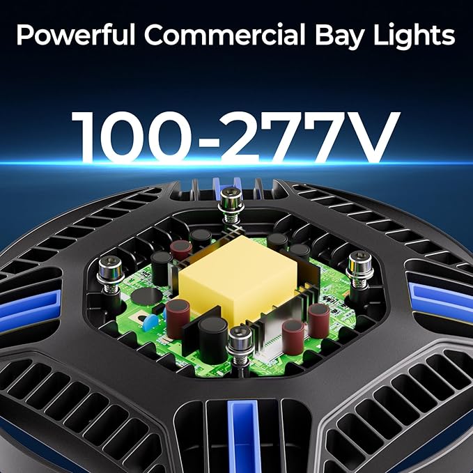 CINOTON UFO LED High Bay Light, 160W/120W/80W Switchable, AC100-277V LED Shop Lights with US Plug, 24000LM Dimmable 0-10V Commercial Bay Lighting for Garage Workshop 5000K Daylight-UL Listed, 1 Pack