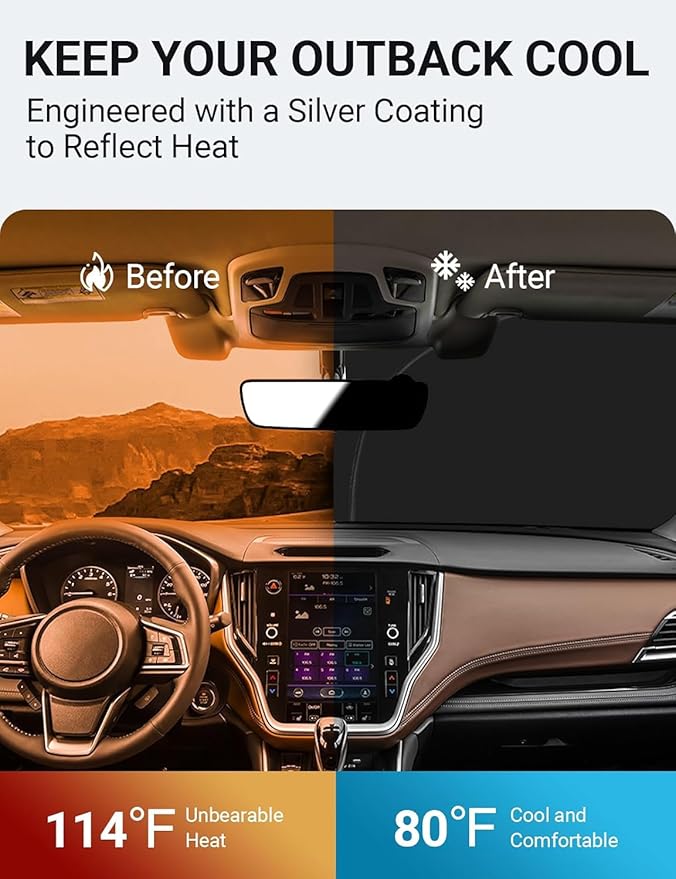 Proadsy Windshield Sun Shade for Subaru Outback 2020-2024 2025 4-Layer Foldable Front Sunshade Protector Sun Visor Blocks UV Rays Keep Car Cooler