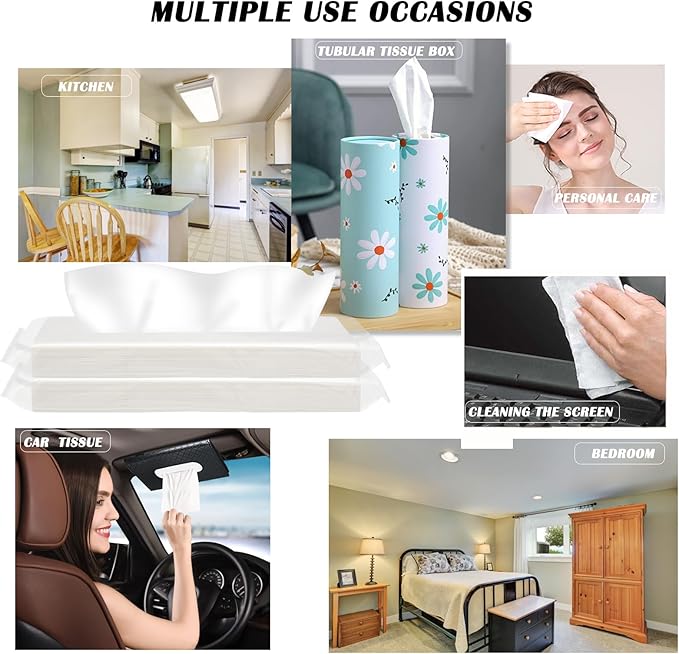 Car Tissue Refill, 12 Packs 600 Sheets, Disposable Soft Facial Tissues, Travel Size Pack for Car Visor Tissue Holder or Purse, 50 Sheets per Pack