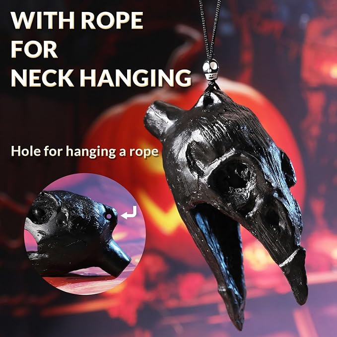 Aztec Crow Death Whistle - Loud Human-Like Scream - Ghost Scream Whistle for Halloween, Pranks, Decor, Self Defense - Wilderness Survival Whistle - Black