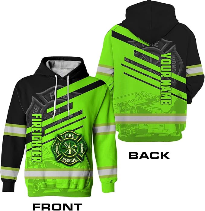 Matedecor High Visibility Hi Vis Hoodie for Men - Jobs Collection Custom Name Class 3 Reflective Safety Workwear