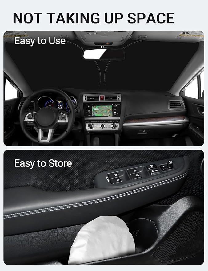 Proadsy 2025 Upgrade Windshield Sun Shade Custom Fit Subaru Outback 2015-2019 4-Layer Foldable Front Sunshade Protector Sun Visor Blocks UV Rays Keep Car Cooler