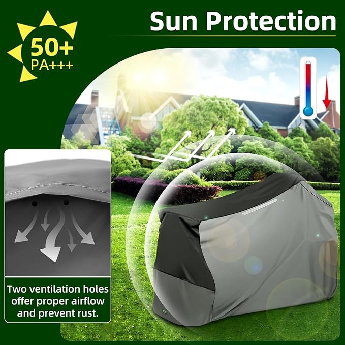 Premium Riding Lawn Mower Cover, Elechomes Heavy Duty 600D Polyester Oxford UV Protection Waterproof Windproof Universal Fits Decks Up to 60" Lawn Mower Dust Covers with Storage Bag 82.5x46x55 Inch