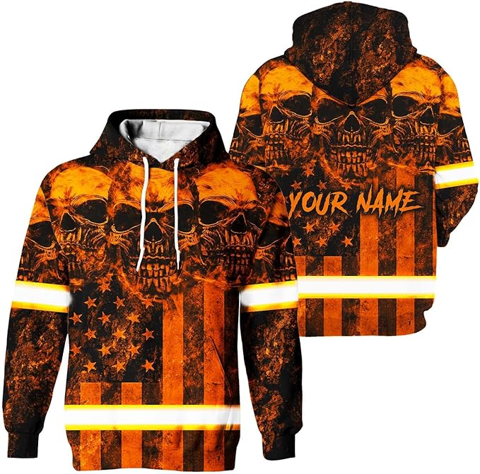 Color US Flag High Visibility Hoodie for Men Women Reflective Tapes Safety Workwear for Worker Runner Patriotic
