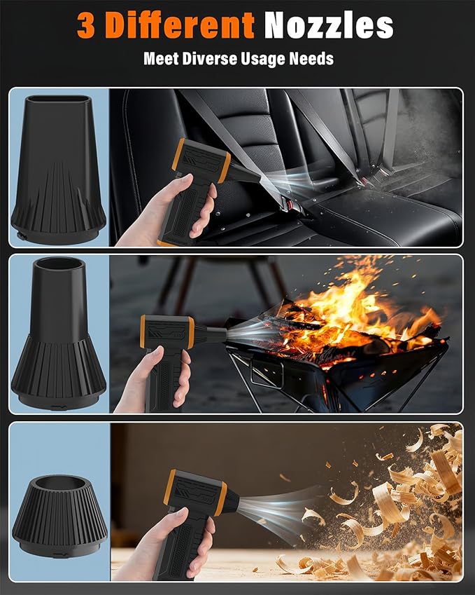 Compressed Air Duster, 130K RPM Powerful Cordless Electric Mini Blower with Display, 10-Gear Adjustable Jet Fan with Fast Charging, Rechargeable Air Blower for Home, Outdoor and Car (Black, Blow)