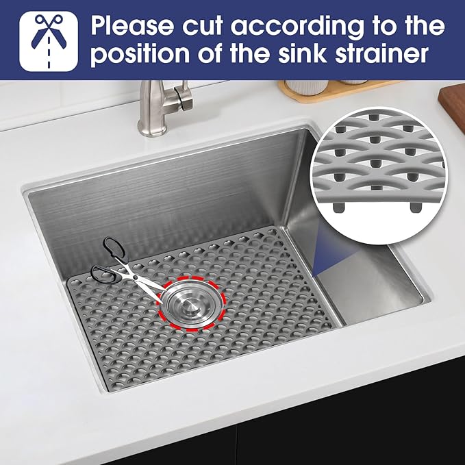 Silicone Sink Protector 16"x12", Heat Resistant Non-slip Dishwasher Suitable, Sink Mat for Bottom of Farmhouse Kitchen Stainless Steel Sinks